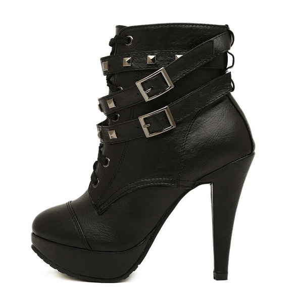 🖤Stiletto Heel Platform Motorcycle Boots 🏍️ - Picture 3 of 13